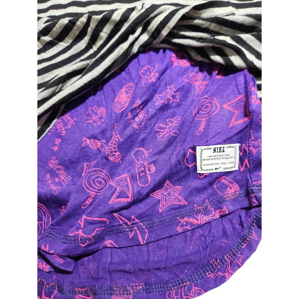 Nike Girls Gray Black Stripe‎ Purple Tank Tee Size L